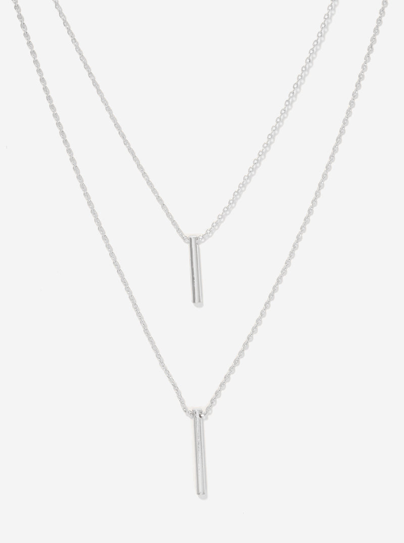 2-PC Set Bar Pendant Layered Necklace