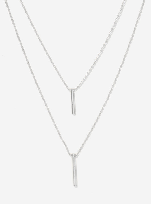 2-PC Set Bar Pendant Layered Necklace