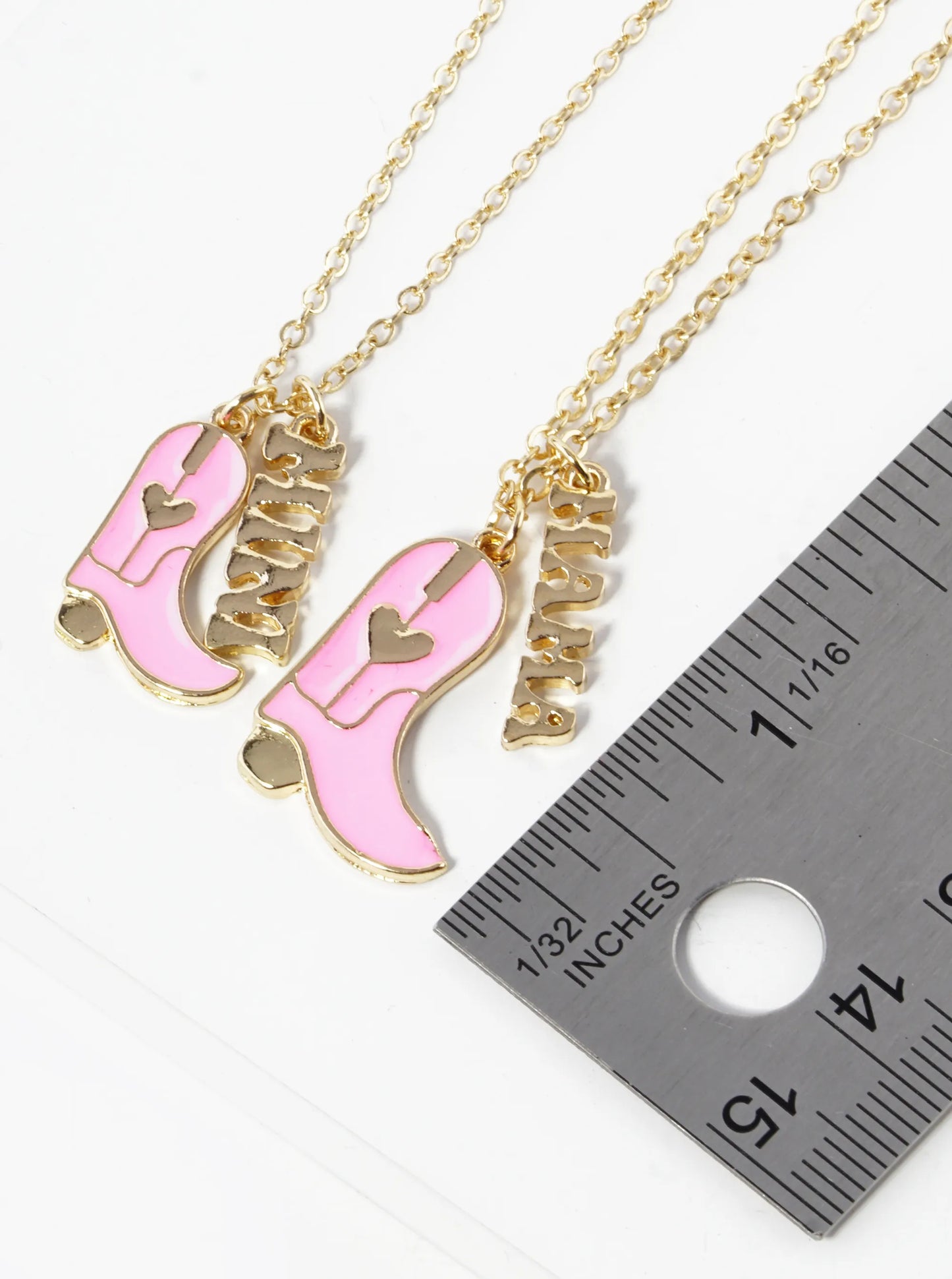 2-PC Set Enamel Filled Cowgirl Boots Mama Mini Pendant Necklace