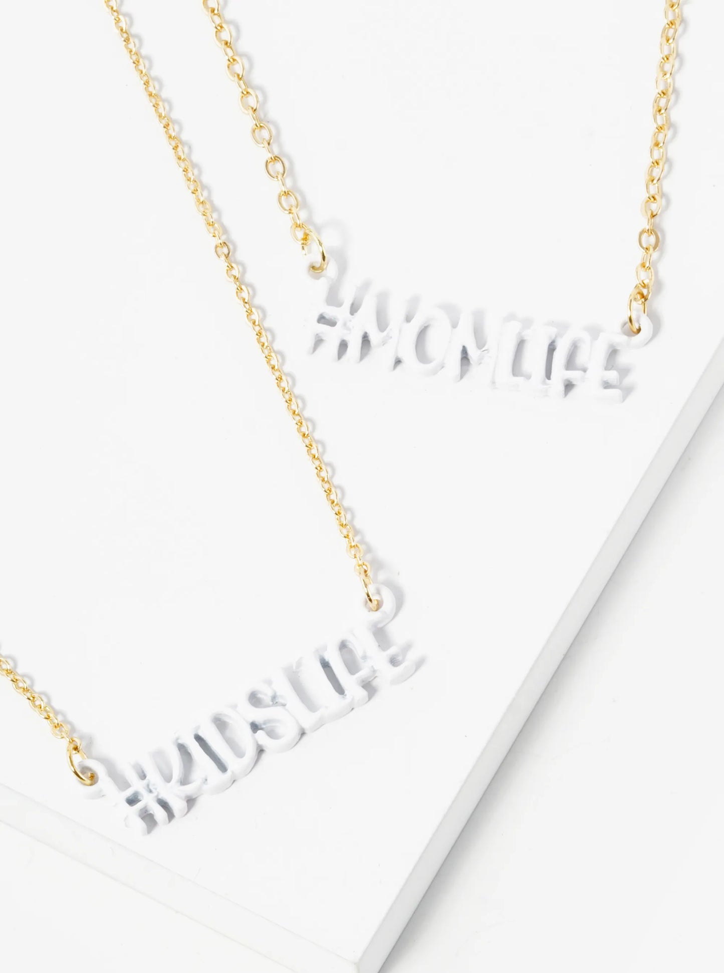 2-PC Set Enamel Coated Mom Life Kids Life Pendant Necklace