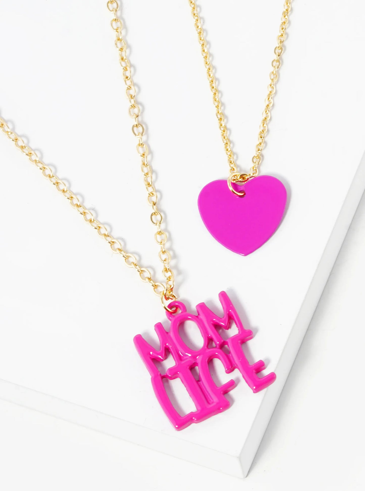 2-PC Set Mom Life Heart Pendant Necklace