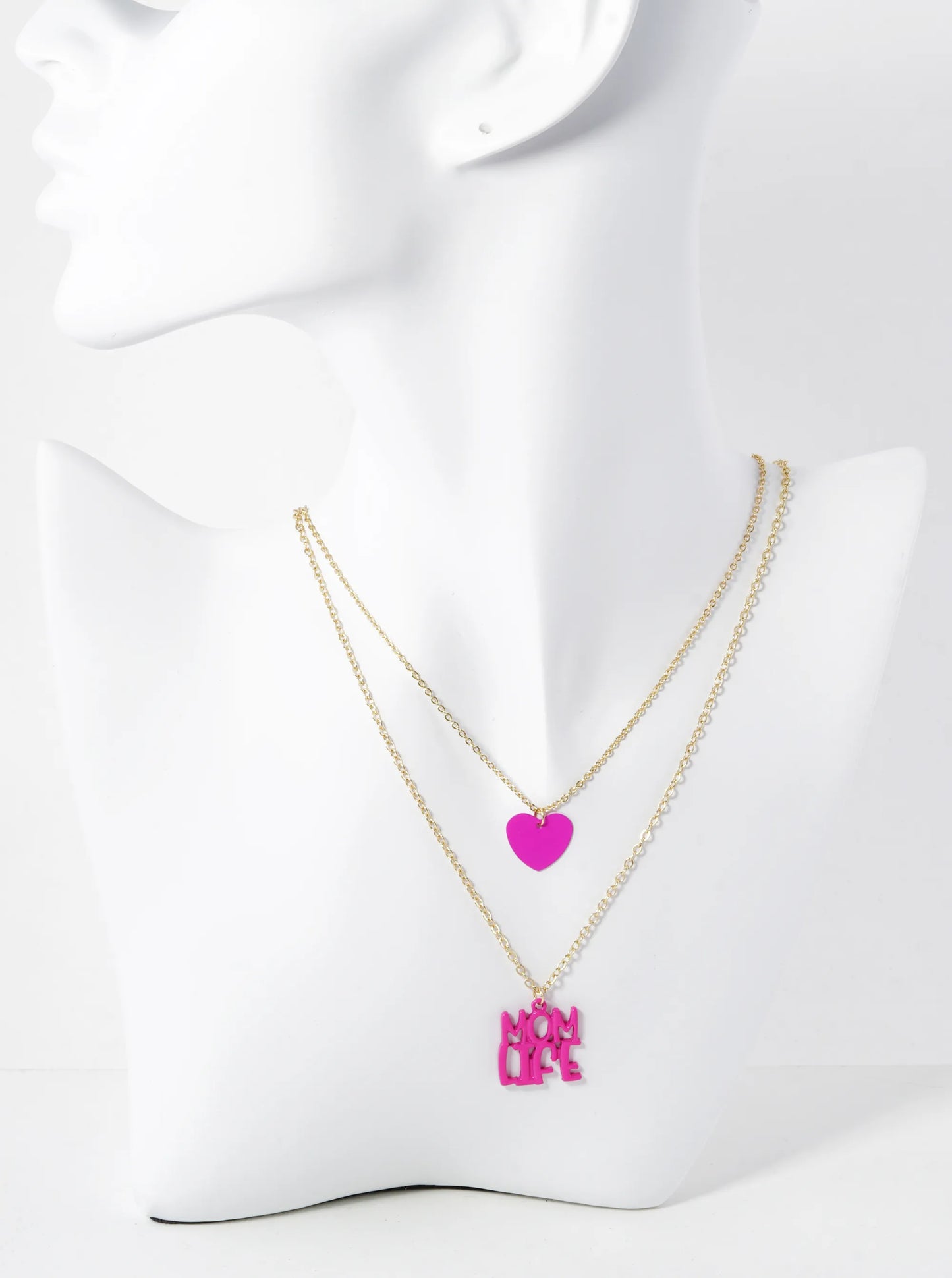2-PC Set Mom Life Heart Pendant Necklace