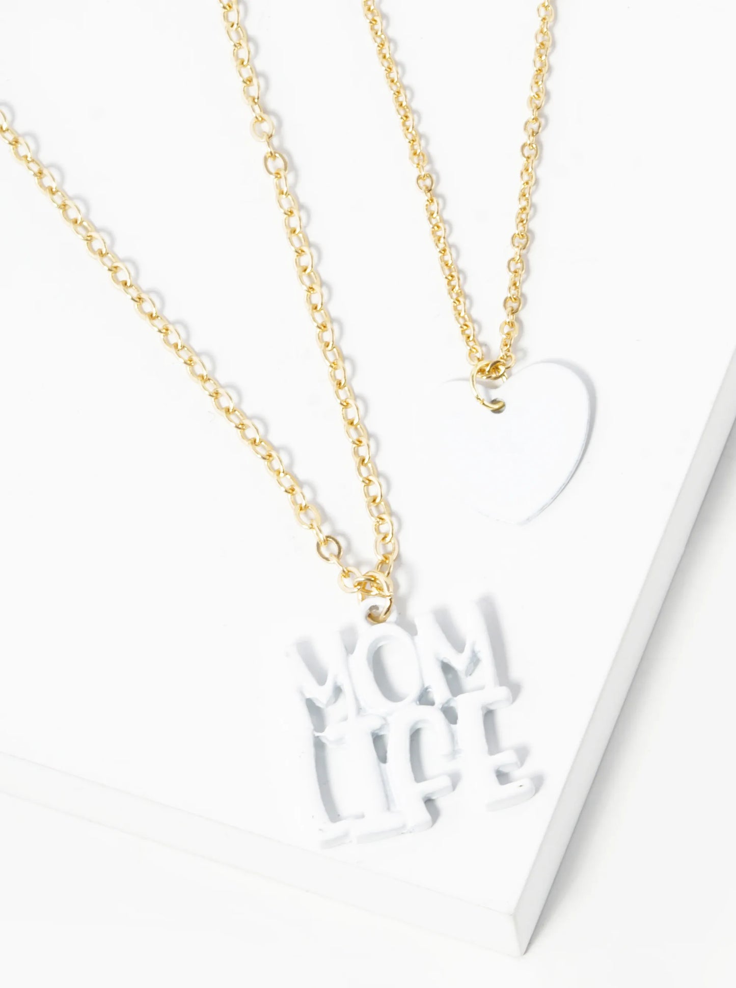 2-PC Set Mom Life Heart Pendant Necklace