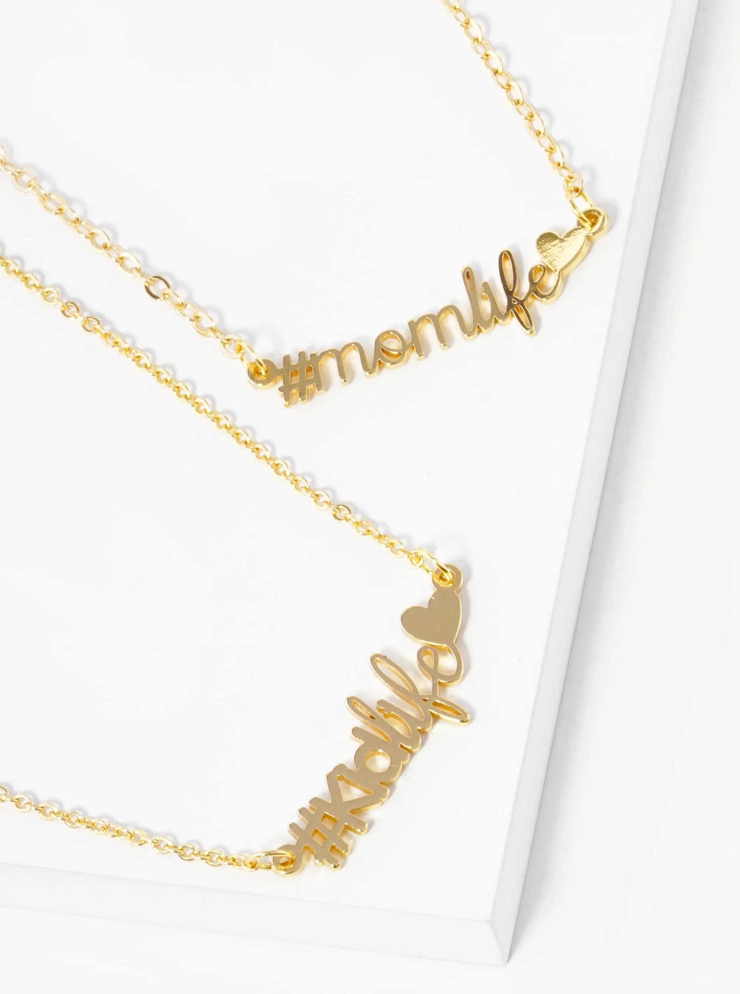 2-PC Set Mom Life Kid Life Pendant Necklace