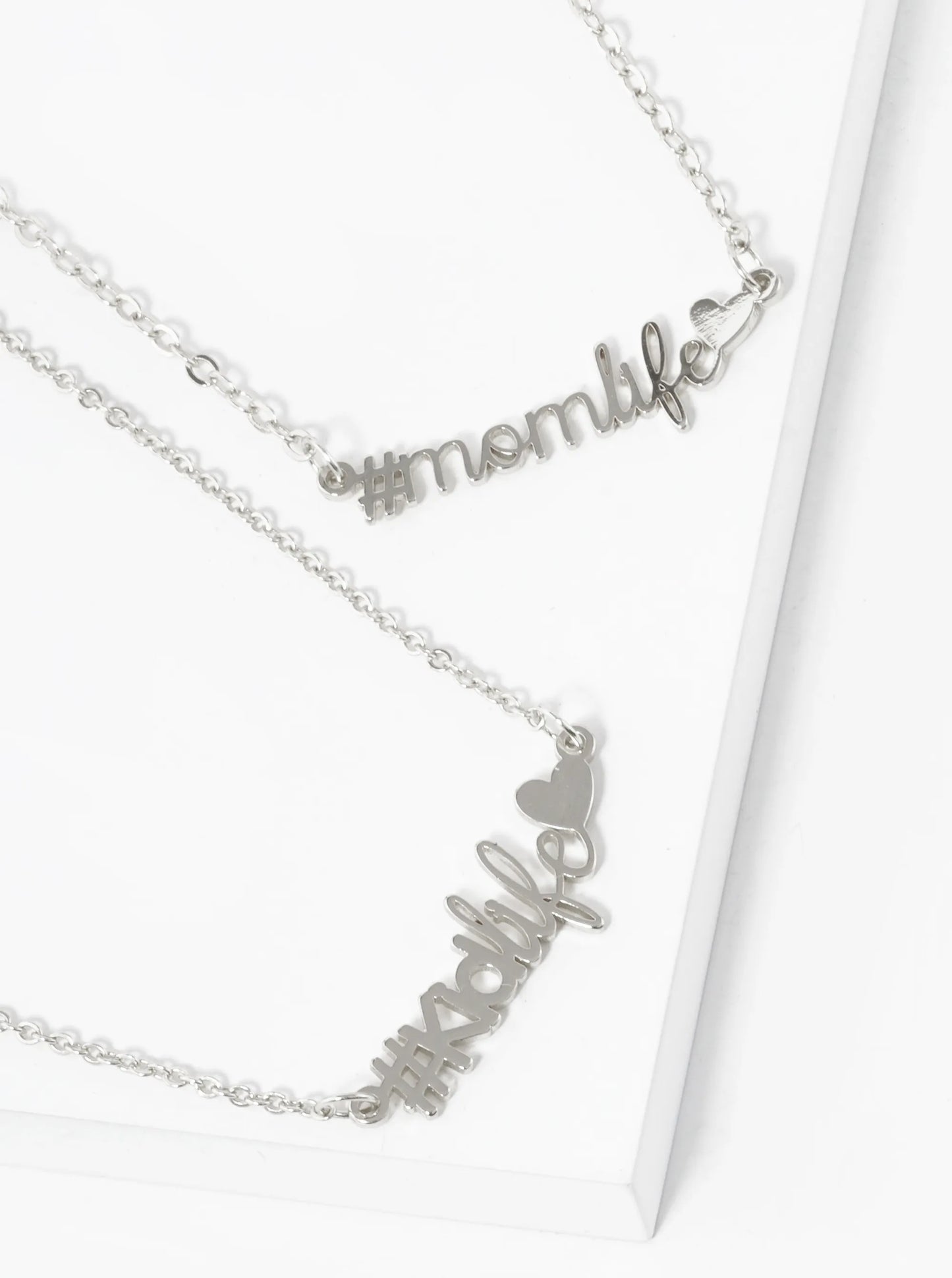 2-PC Set Mom Life Kid Life Pendant Necklace