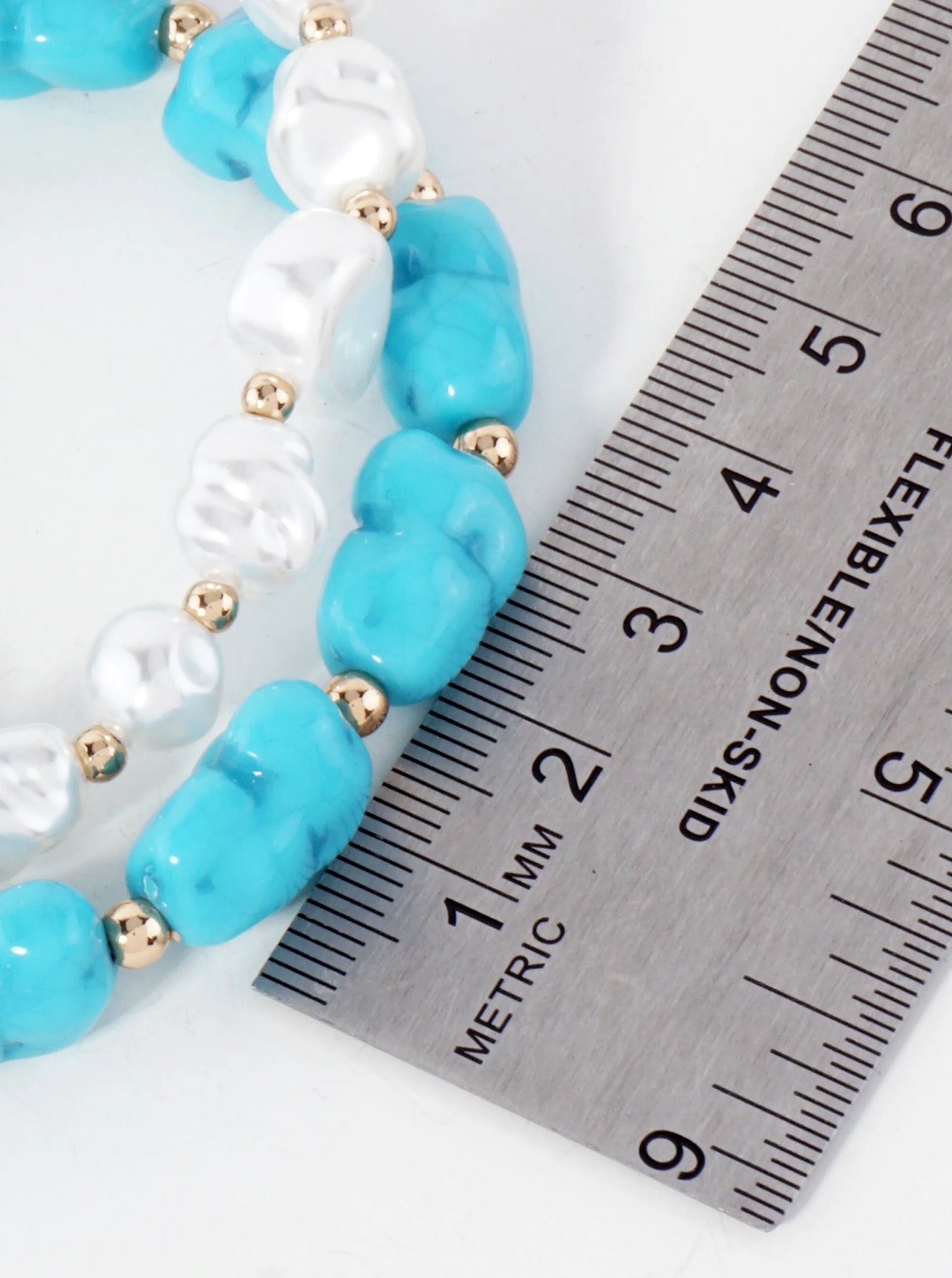 2-PC-Set Organic-Shape Pearl-Beaded Stackable Stretch Bracelet