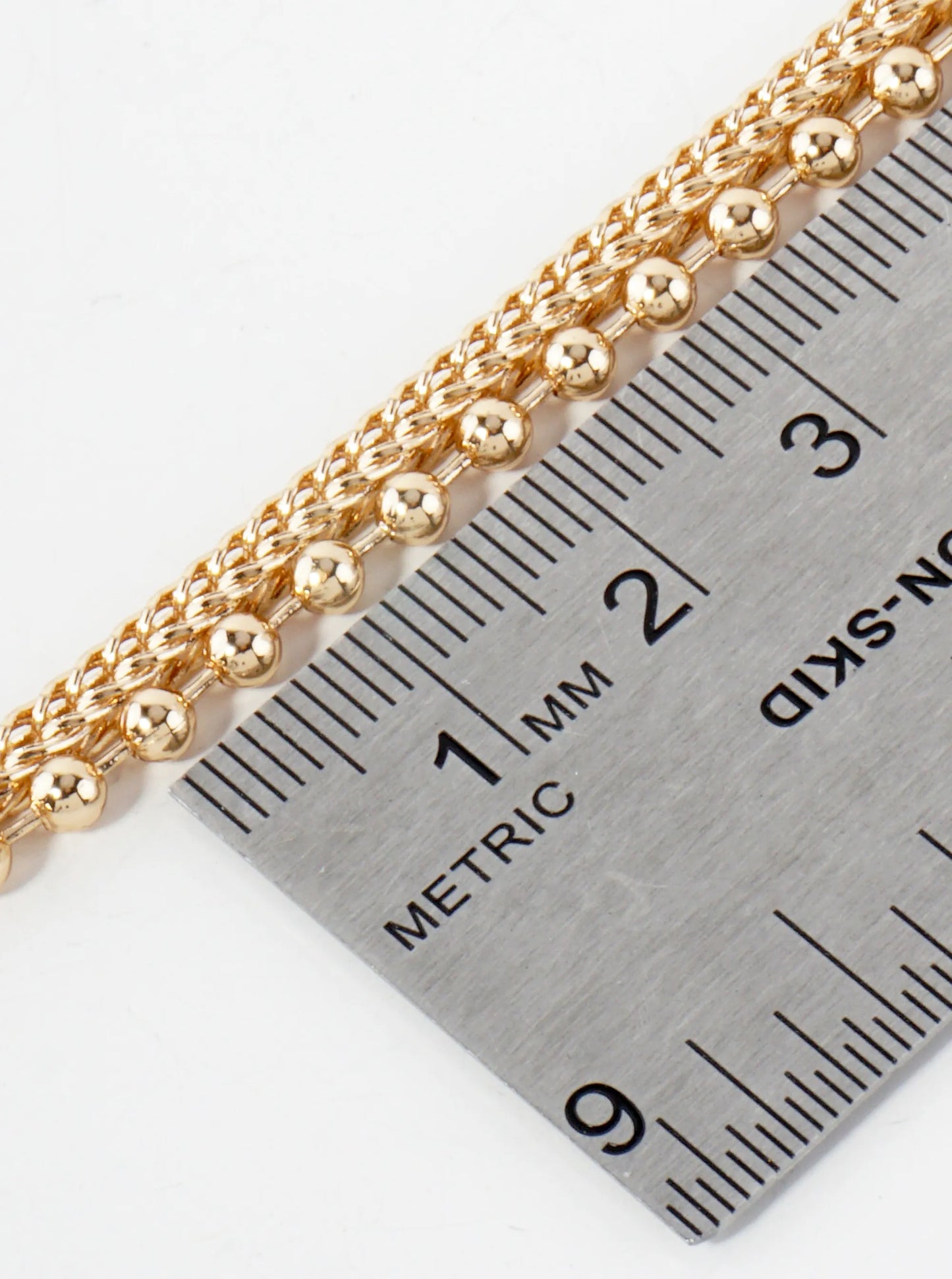 2-PC-Set Polished Metal Ball Box Chain 27-20-inch Long Necklace Set-with-Earrings