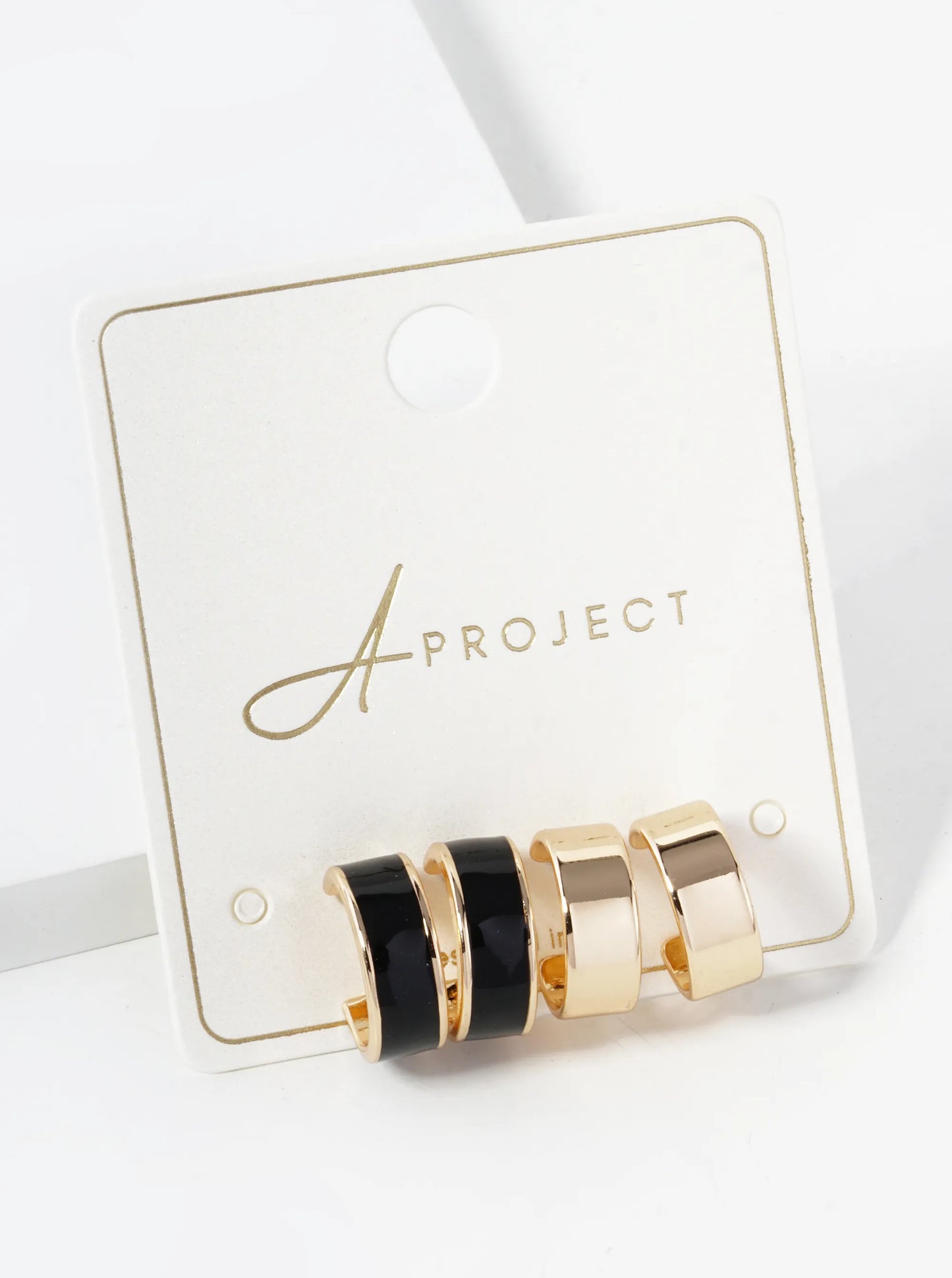 2-Pair Set 15mm Enamel Filled Open Hoop Earrings