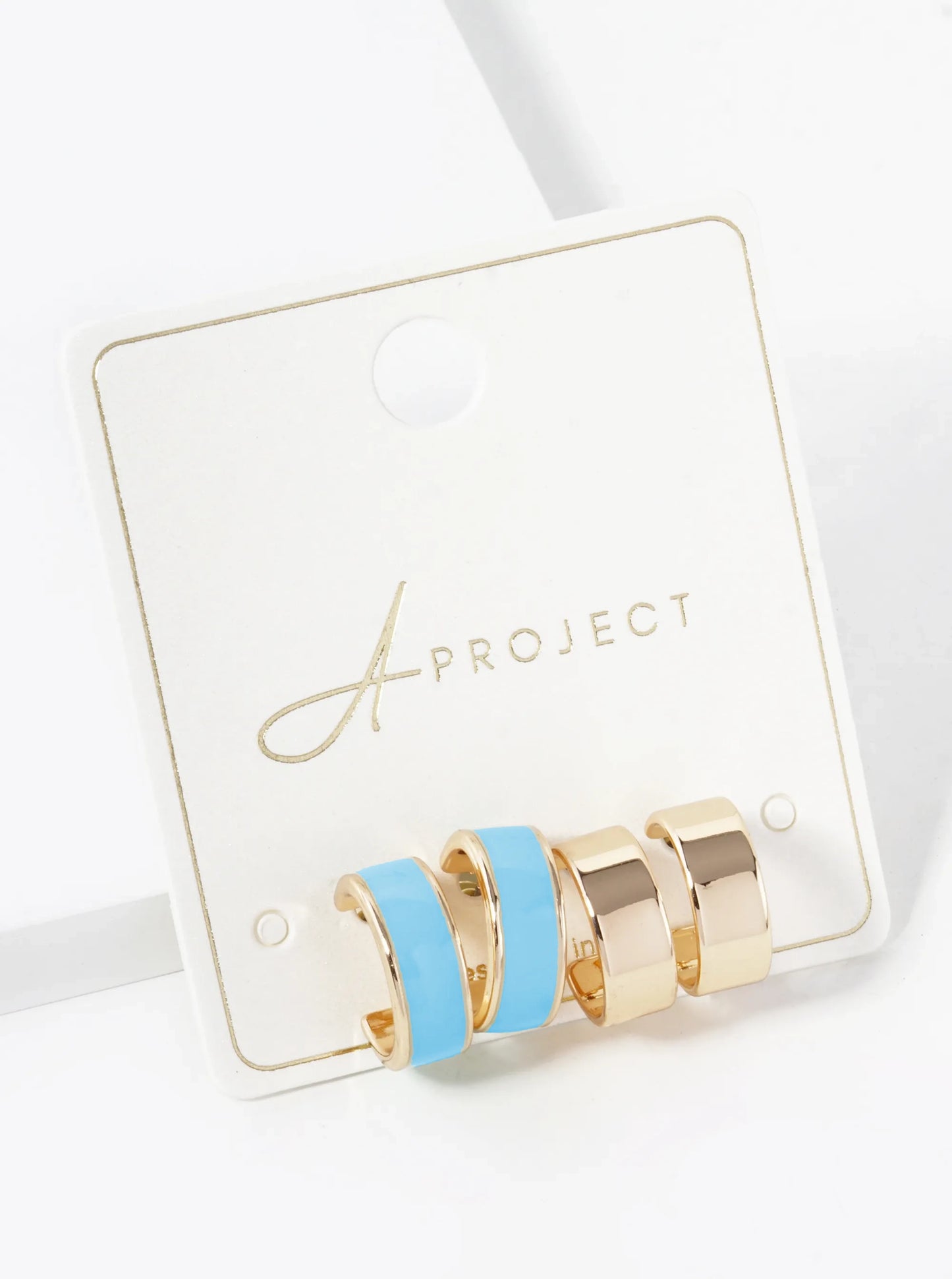 2-Pair Set 15mm Enamel Filled Open Hoop Earrings