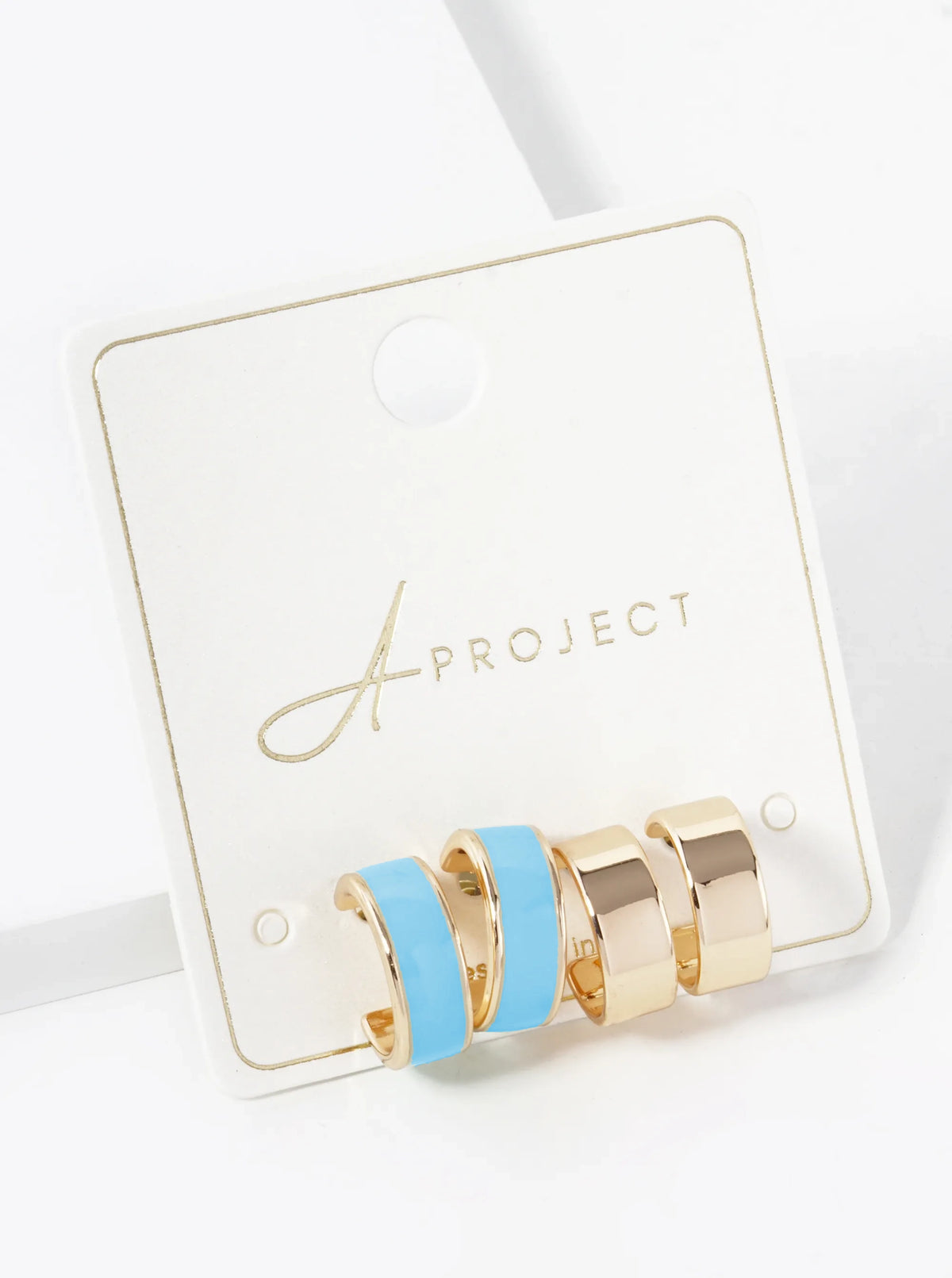 2-Pair Set 15mm Enamel Filled Open Hoop Earrings