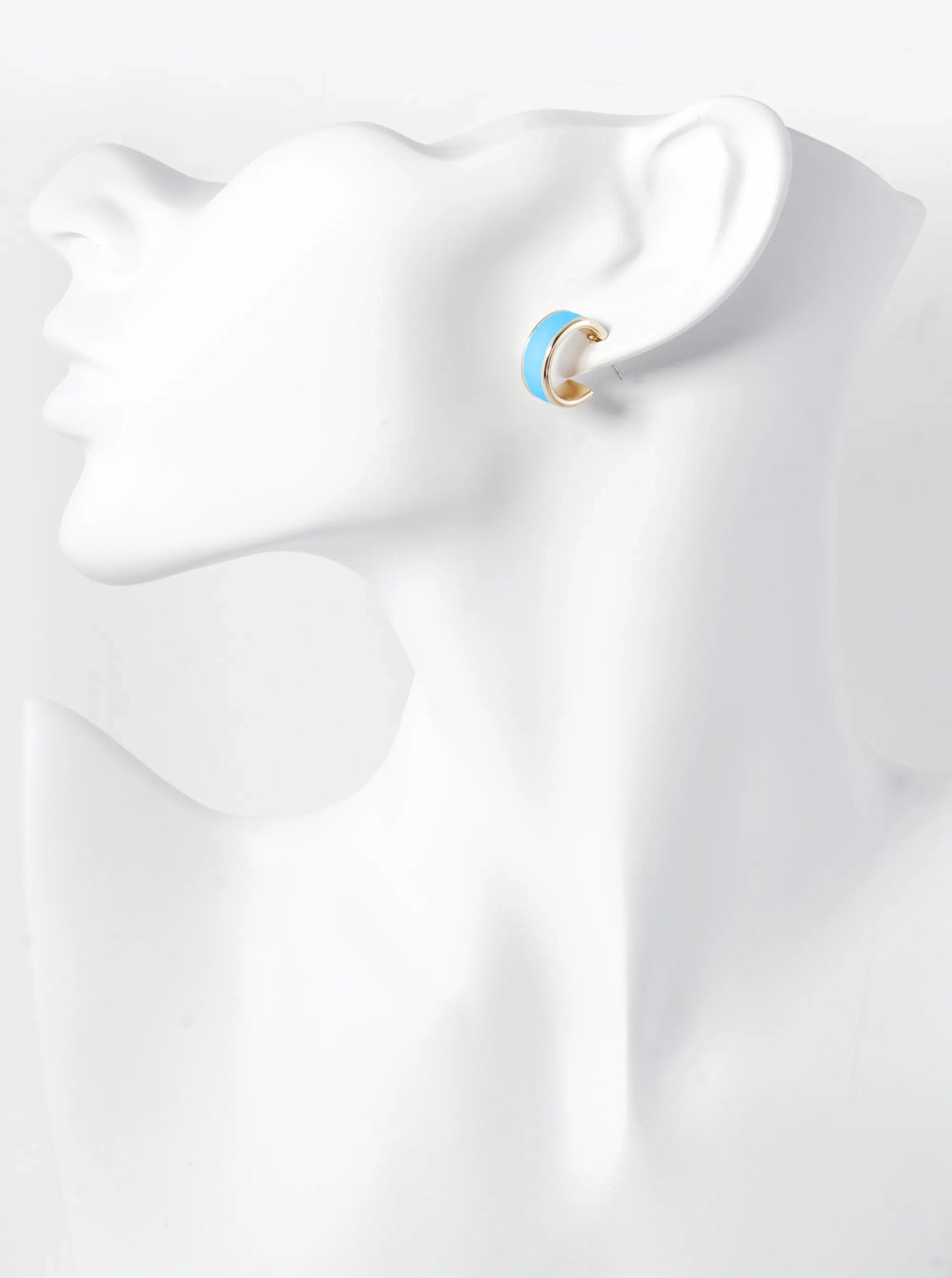 2-Pair Set 15mm Enamel Filled Open Hoop Earrings