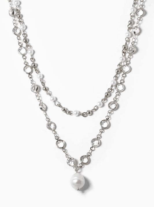 2-Pcs Set Freshwater Pearl Pendant Layered Necklace