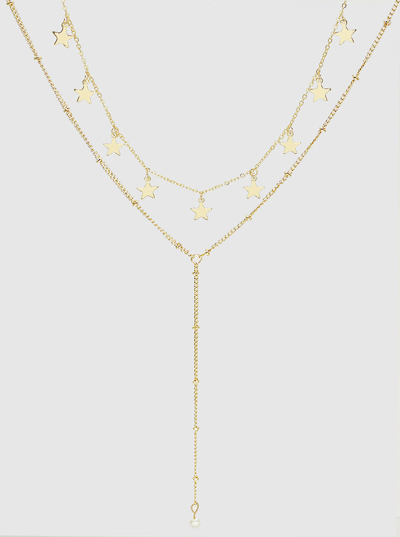 2-Pcs Star Charms Layered Lariat Necklace