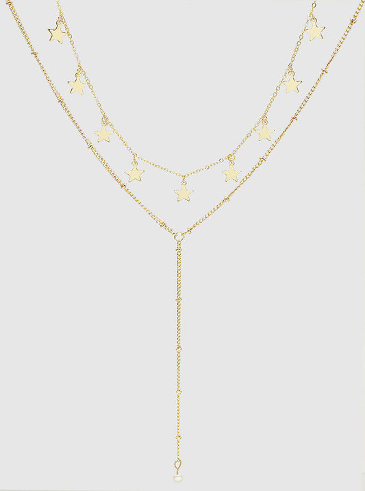 2-Pcs Star Charms Layered Lariat Necklace