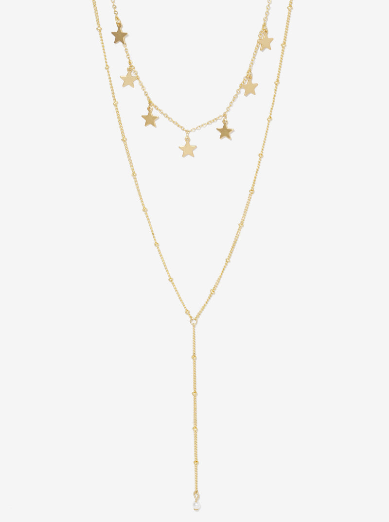 2-Pcs Star Charms Layered Lariat Necklace