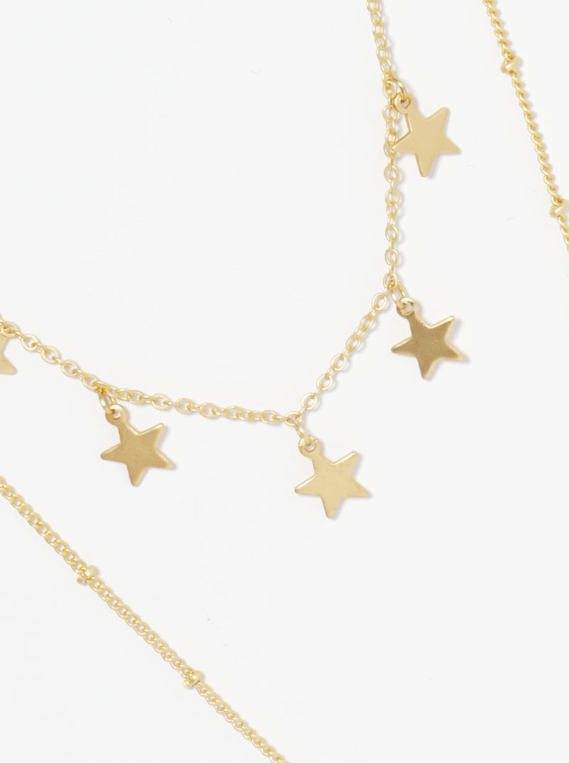 2-Pcs Star Charms Layered Lariat Necklace
