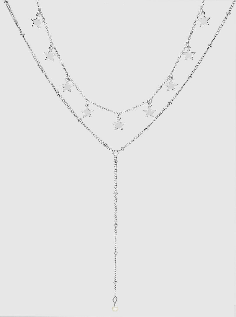 2-Pcs Star Charms Layered Lariat Necklace