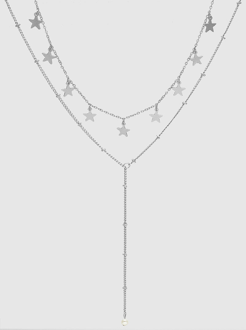2-Pcs Star Charms Layered Lariat Necklace