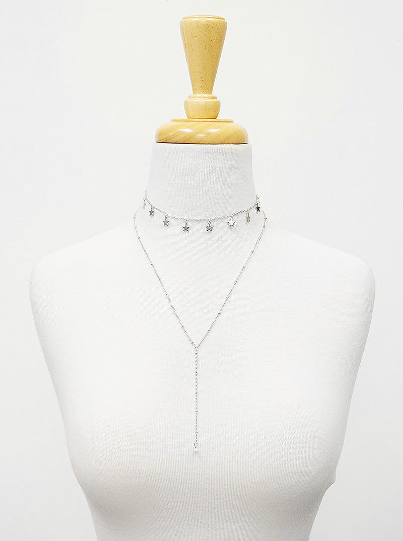 2-Pcs Star Charms Layered Lariat Necklace