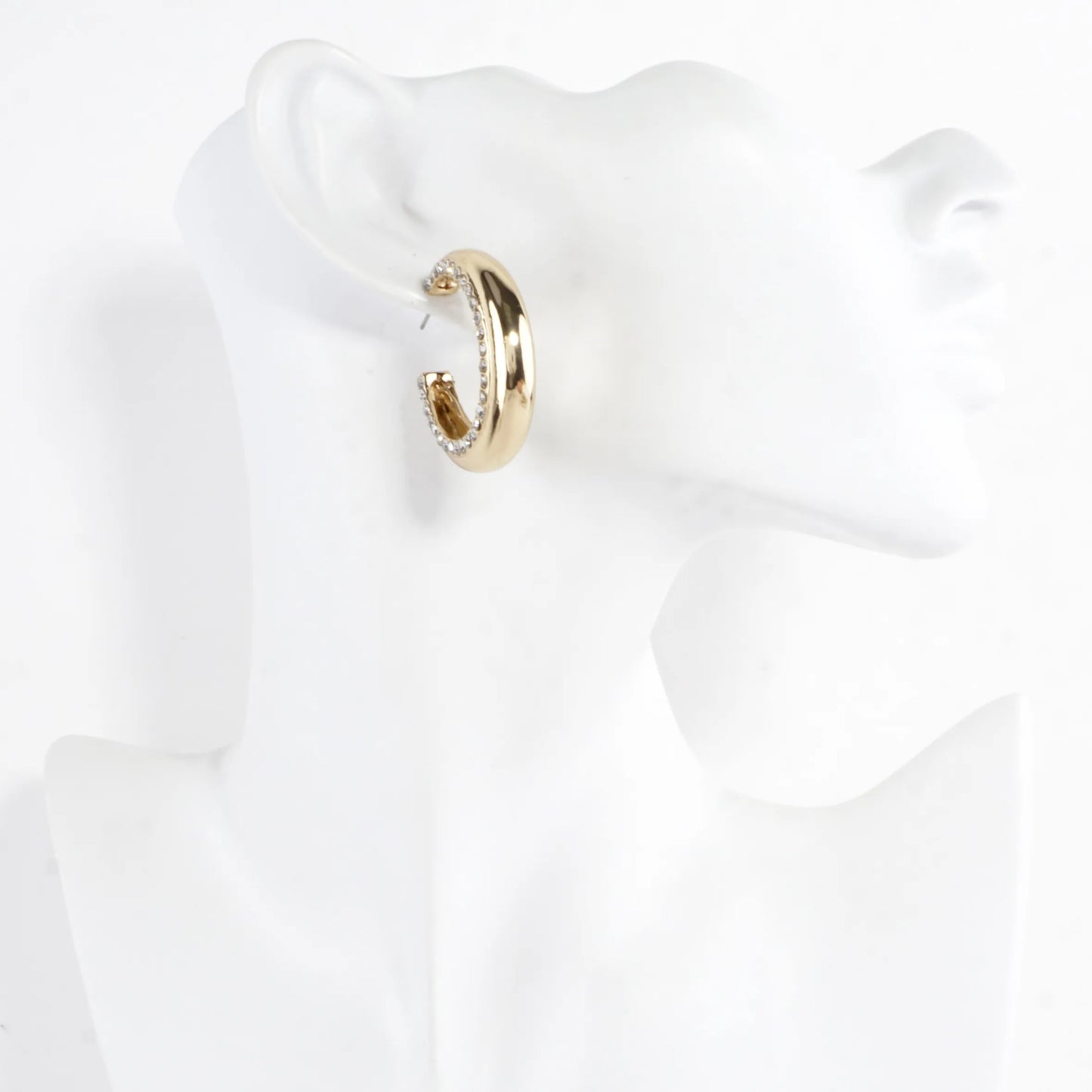 2 Side Tapered Crystal Circle Hoop Earrings