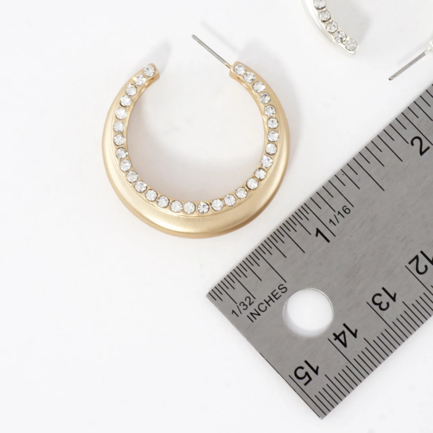 2 Side Tapered Crystal Circle Hoop Earrings