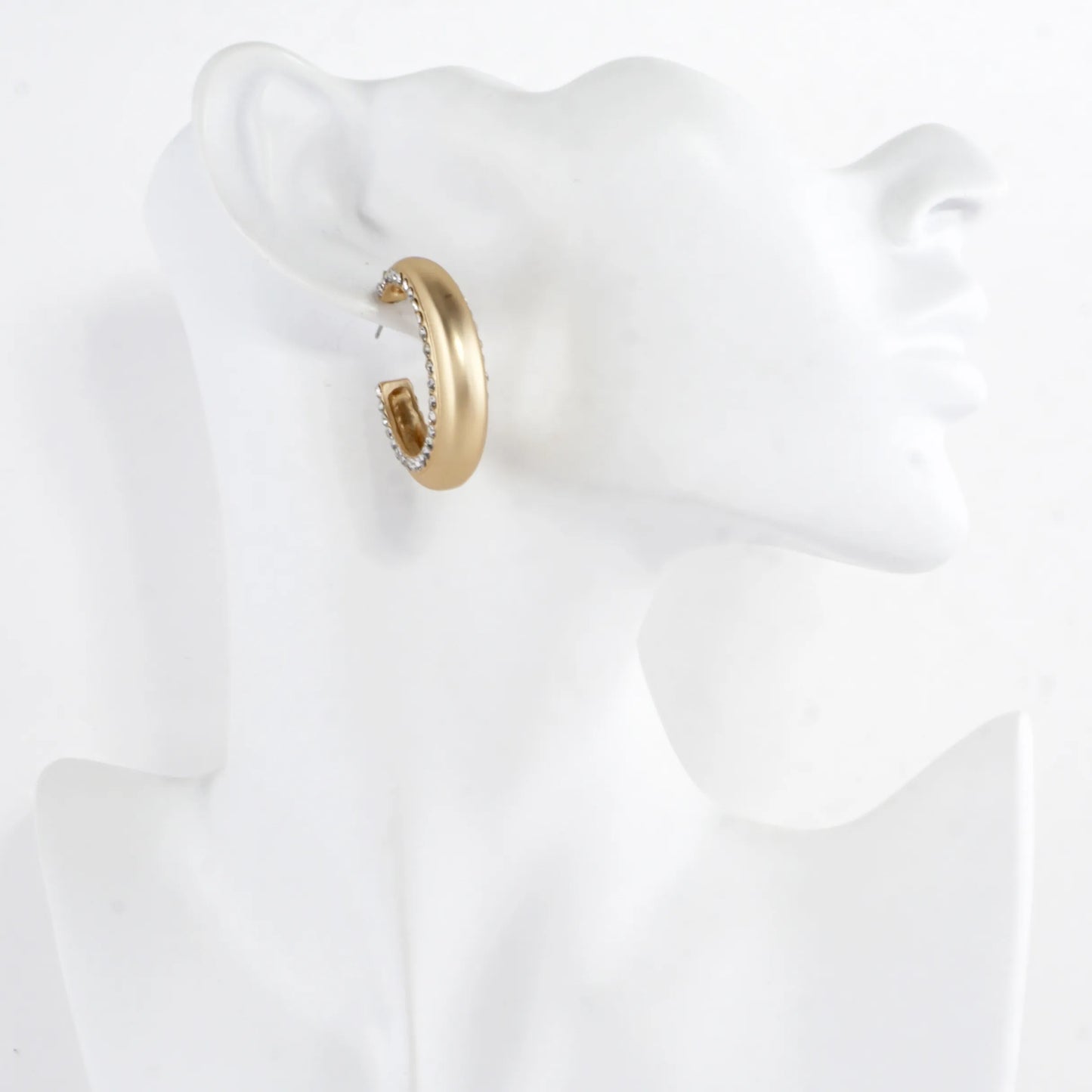 2 Side Tapered Crystal Circle Hoop Earrings