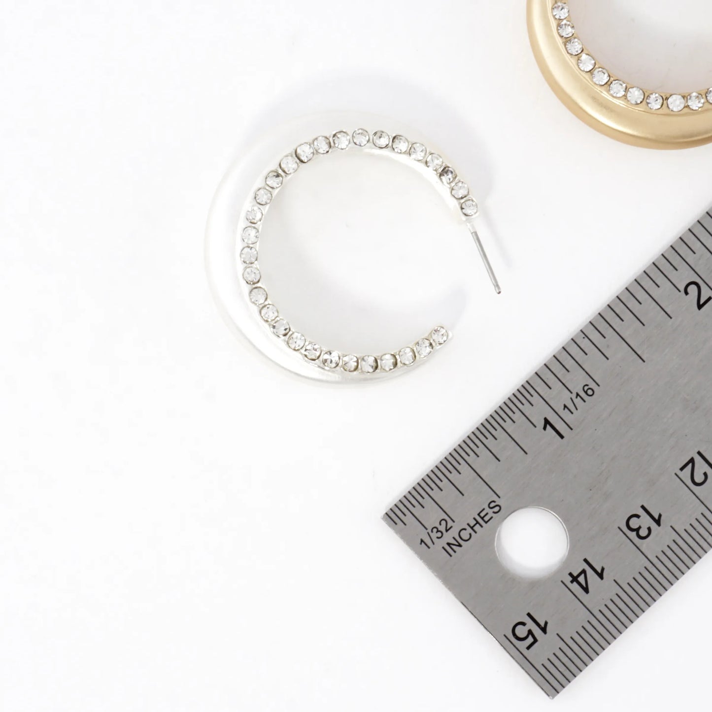 2 Side Tapered Crystal Circle Hoop Earrings