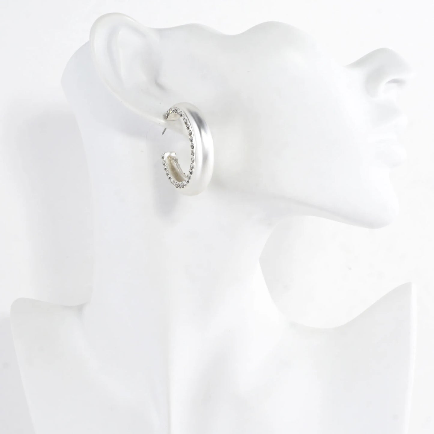 2 Side Tapered Crystal Circle Hoop Earrings