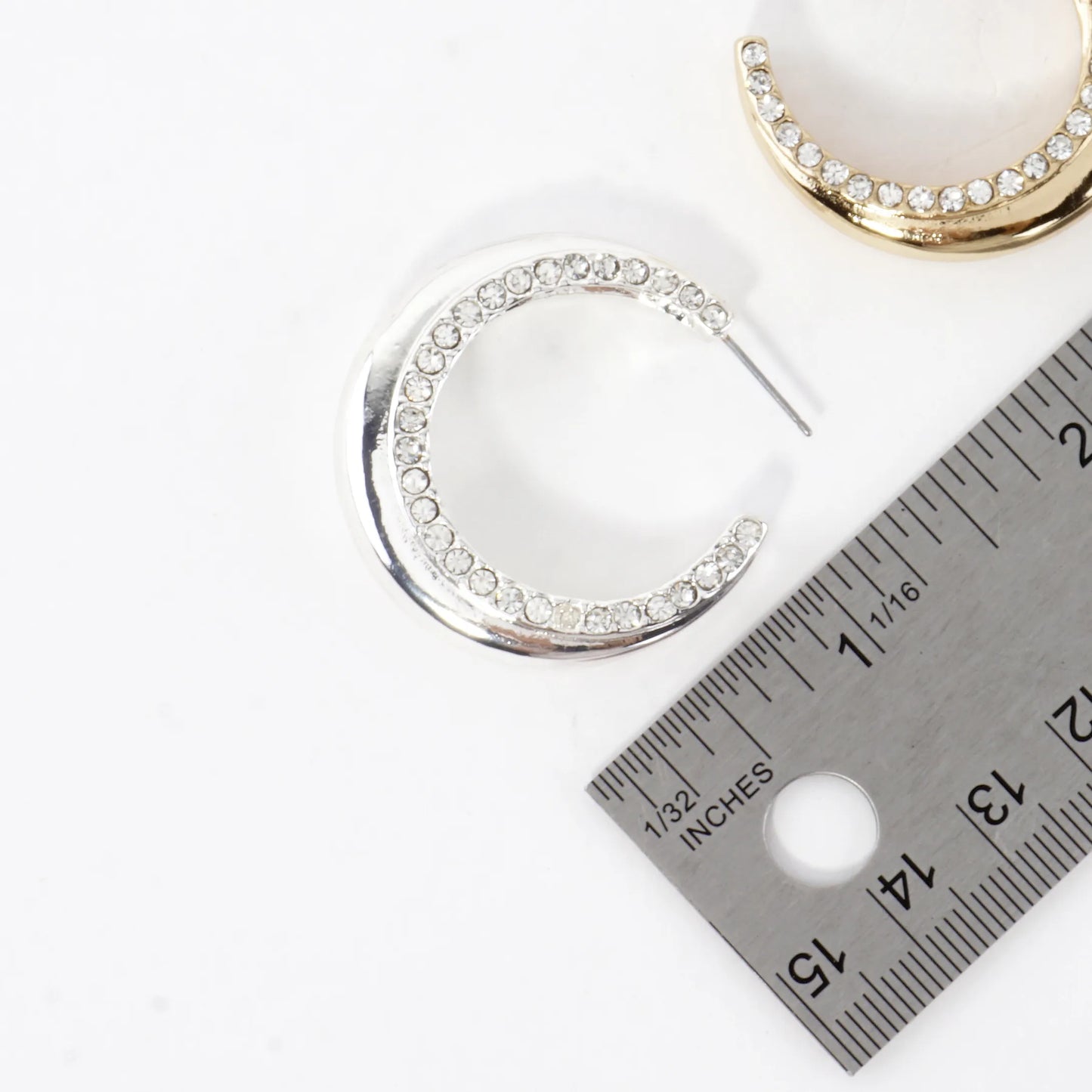 2 Side Tapered Crystal Circle Hoop Earrings