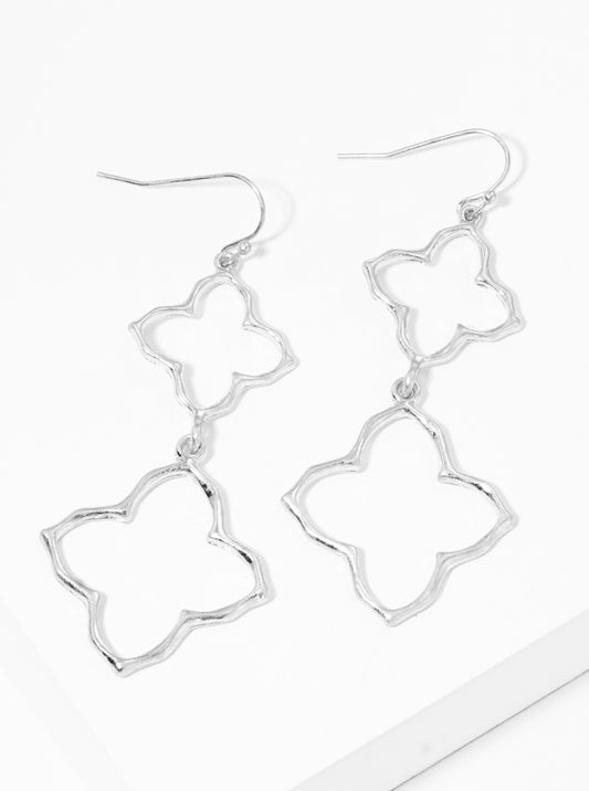 2 Tier Moroccan Shape Drop Dangle Earrings