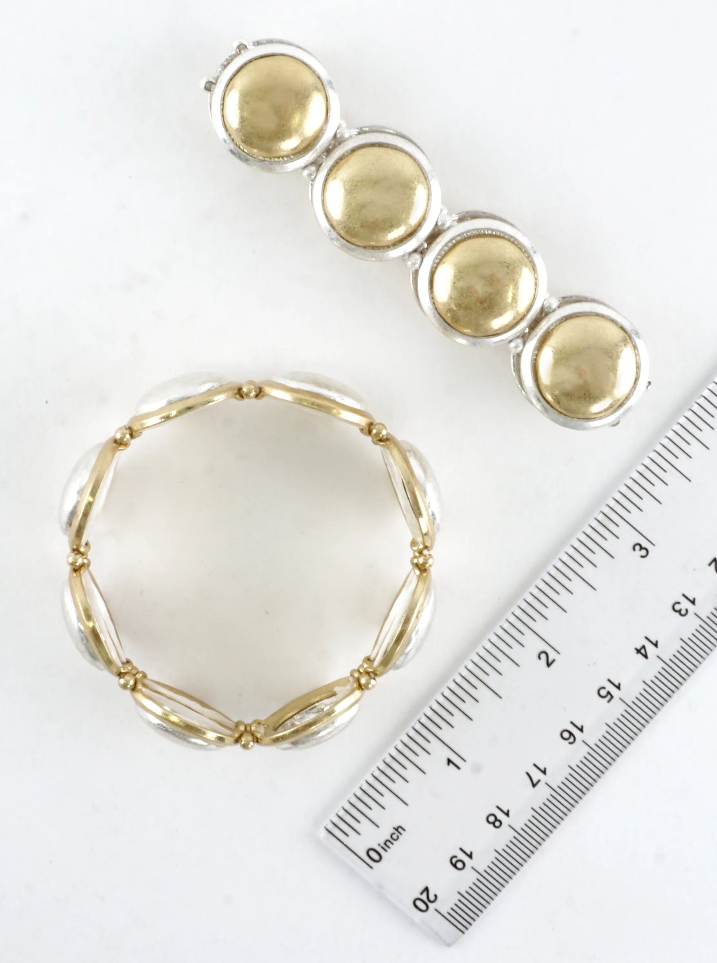 2 Tone Round Alloy Stretch Bracelet