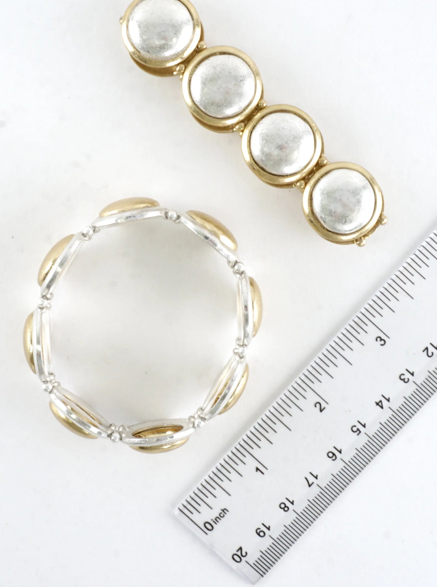 2 Tone Round Alloy Stretch Bracelet