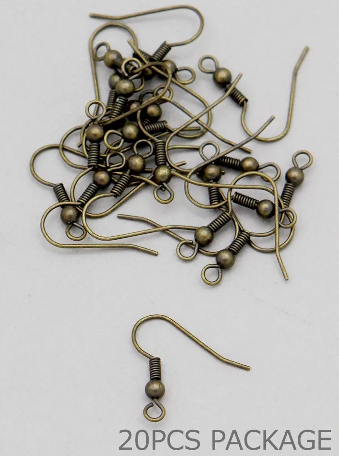 20PCS FRENCH HOOK EARWIRE WITH BALL AND COIL BULK PACK