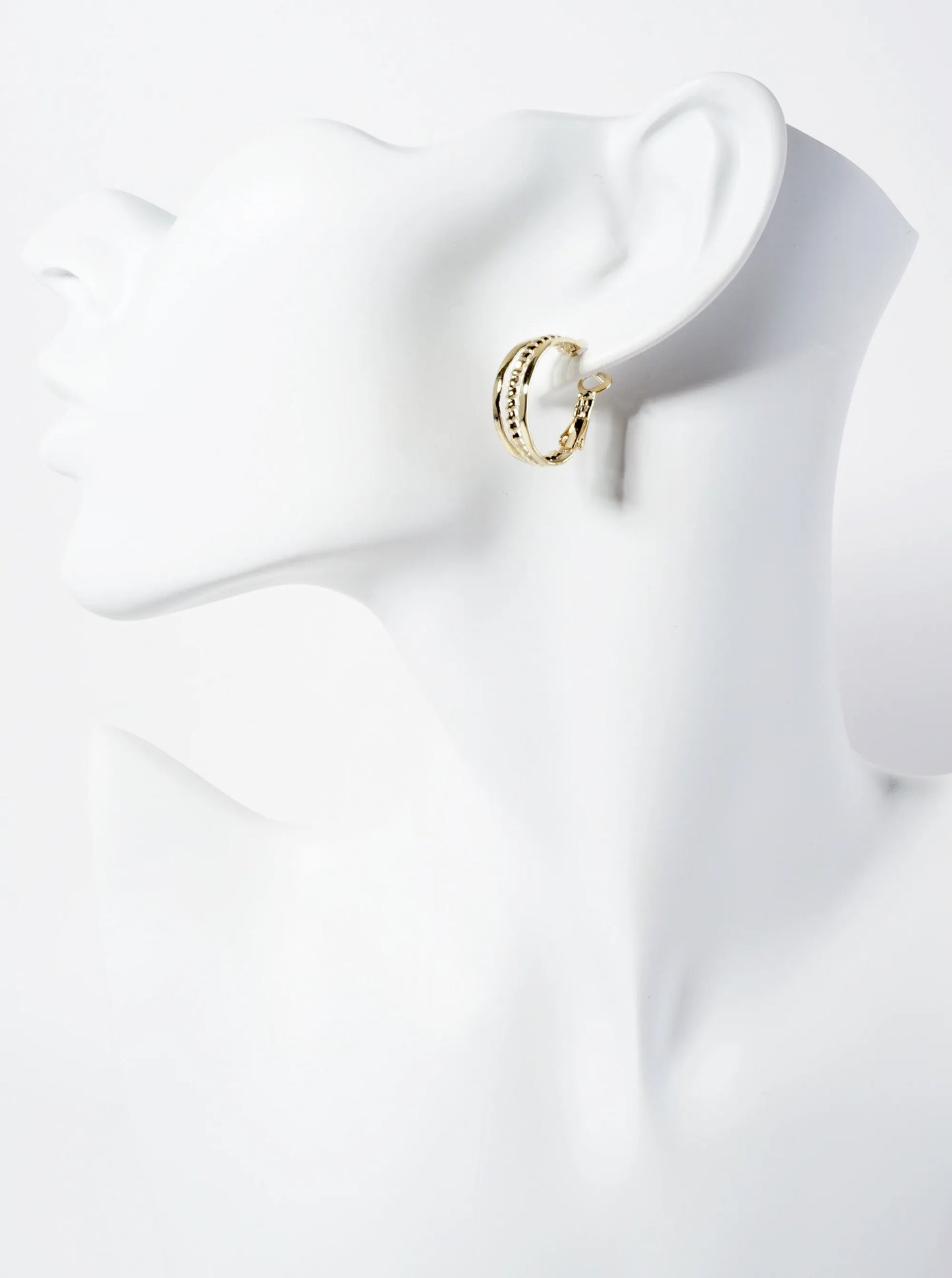 20mm 14K-Gold-Dipped Ball-textured Layered Latch-back Hoop Earrings