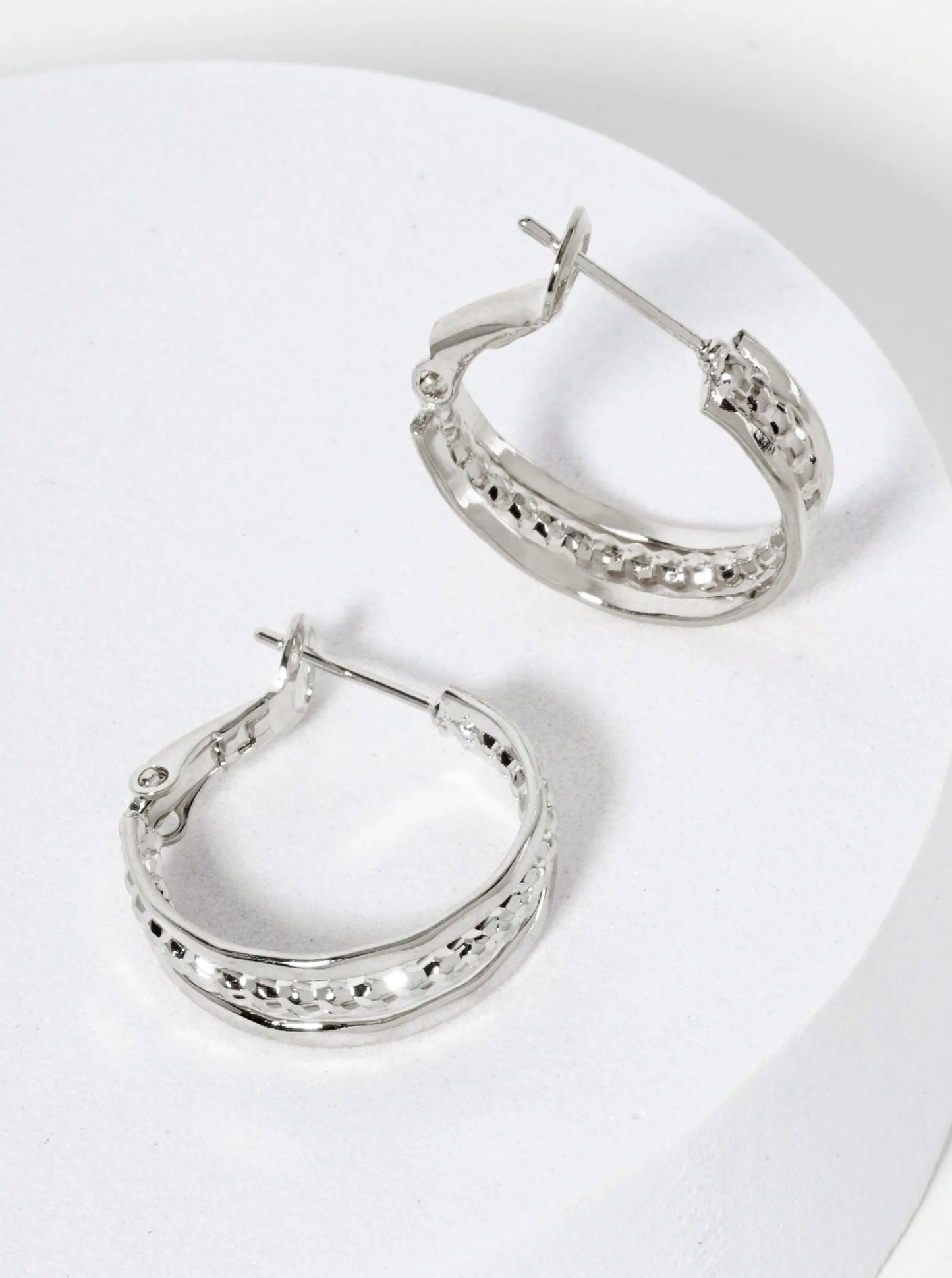 20mm 14K-Gold-Dipped Ball-textured Layered Latch-back Hoop Earrings
