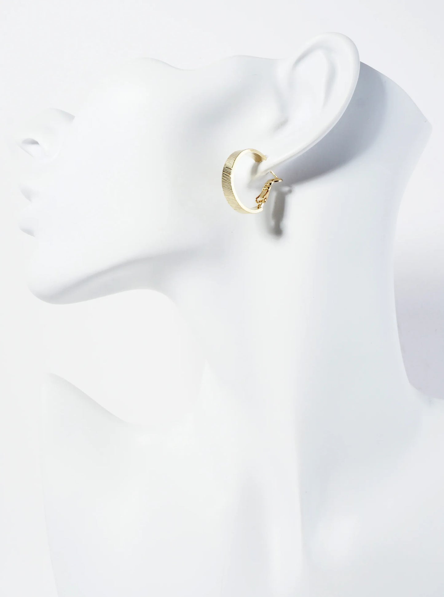 20mm 14K-Gold-Dipped Brushed-Texture Latch-Back Hoop Earrings