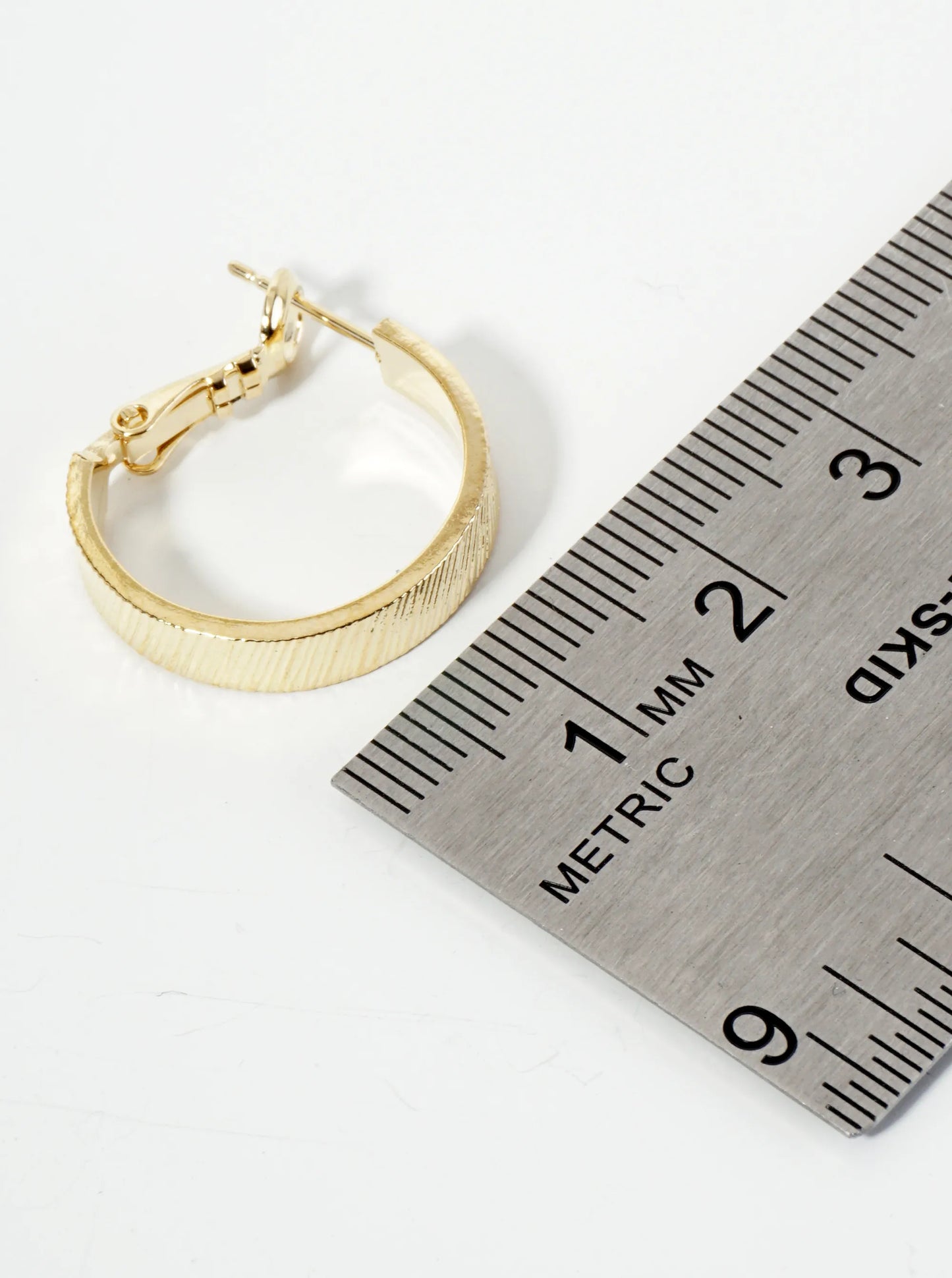 20mm 14K-Gold-Dipped Brushed-Texture Latch-Back Hoop Earrings