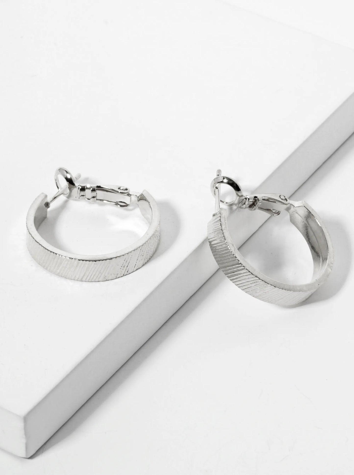 20mm 14K-Gold-Dipped Brushed-Texture Latch-Back Hoop Earrings