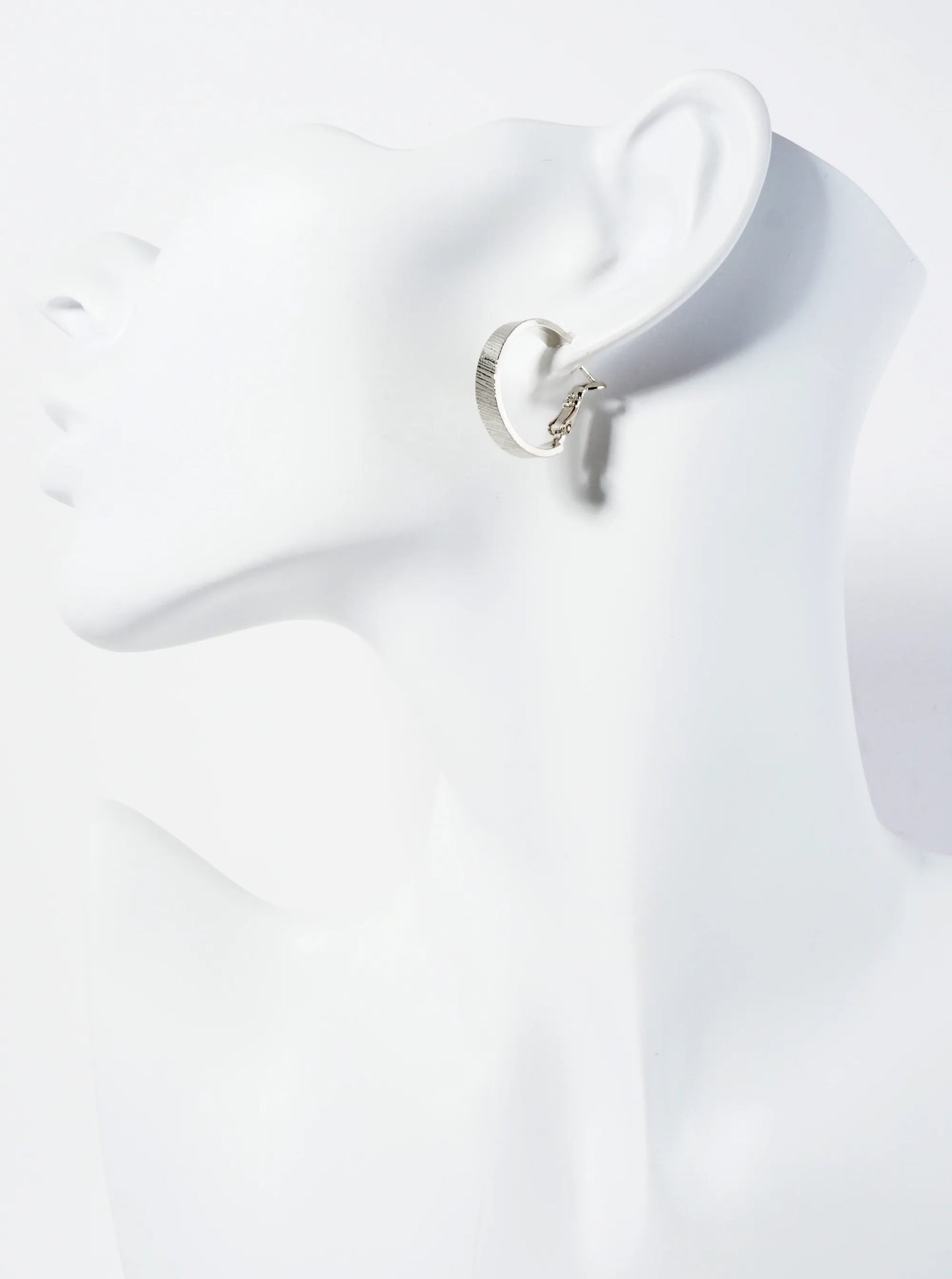 20mm 14K-Gold-Dipped Brushed-Texture Latch-Back Hoop Earrings