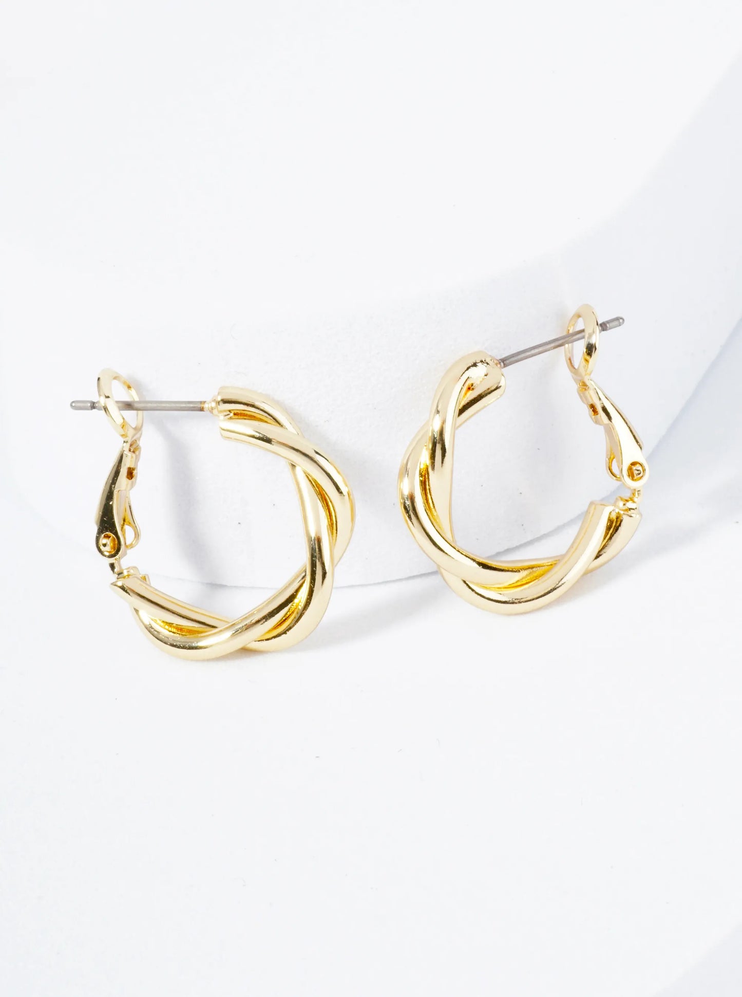 20mm 14K-Gold-Dipped Double Wire Wrapped Latch Back Hoop Earrings