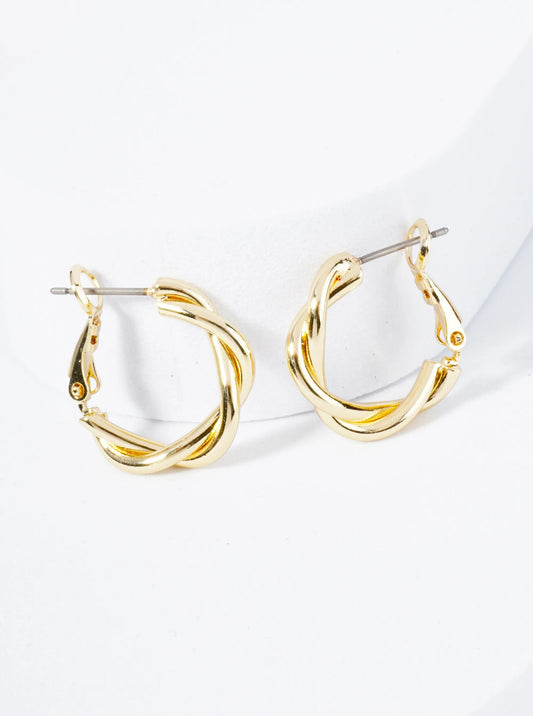 20mm 14K-Gold-Dipped Double Wire Wrapped Latch Back Hoop Earrings