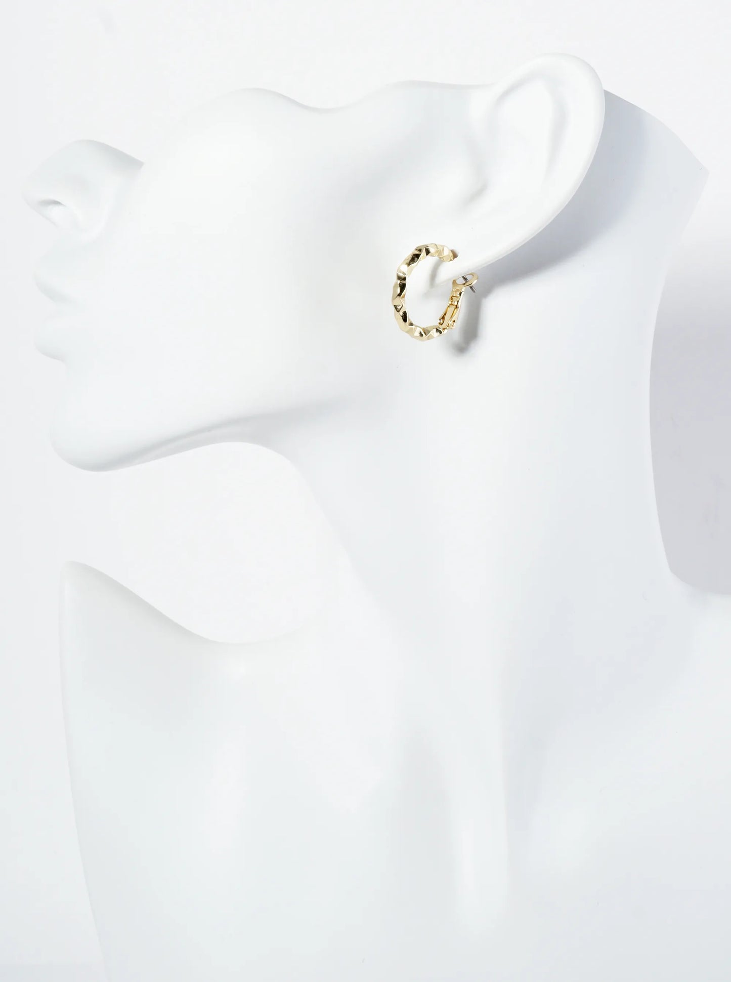 20mm 14K-Gold-Dipped Edgy Texture Latch-Back Hoop Earrings