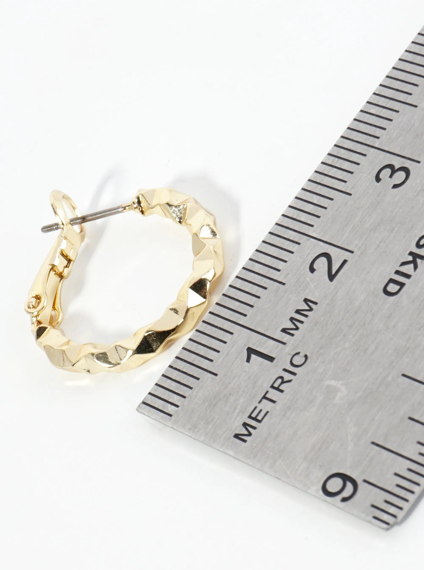 20mm 14K-Gold-Dipped Edgy Texture Latch-Back Hoop Earrings
