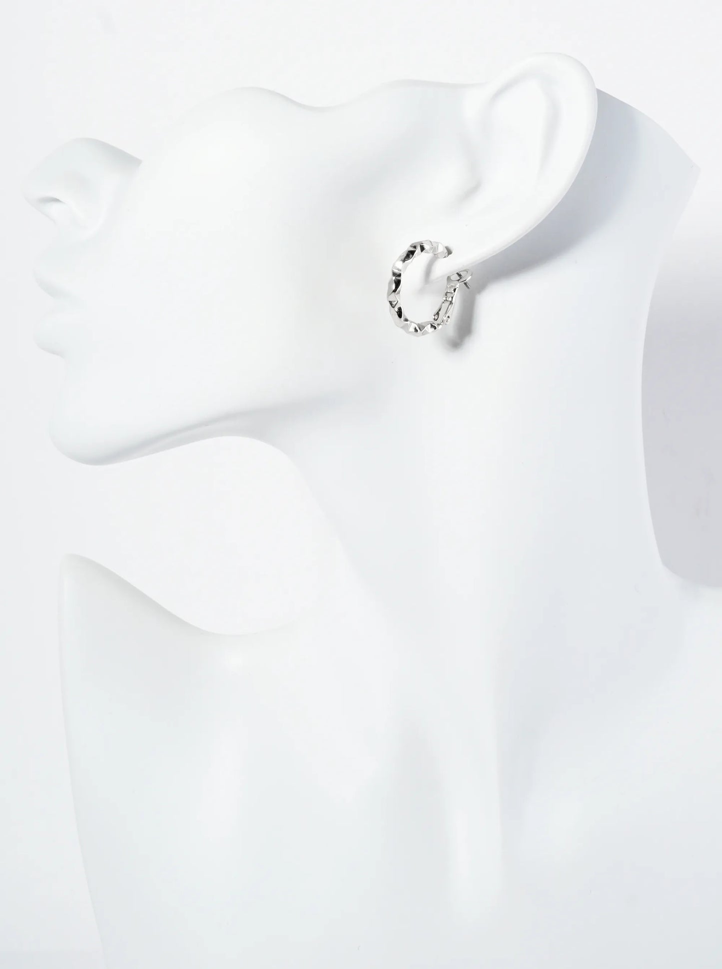 20mm 14K-Gold-Dipped Edgy Texture Latch-Back Hoop Earrings