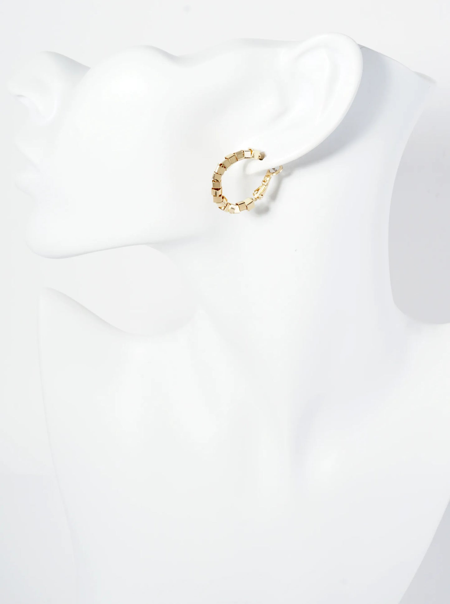20mm 14K-Gold-Dipped Geometric Square Beaded Latch-Back Hoop Earrings