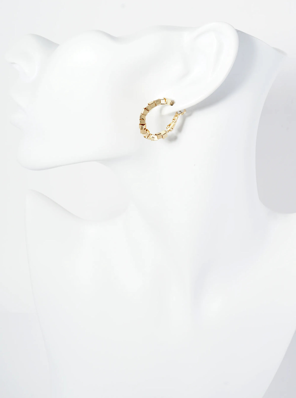 20mm 14K-Gold-Dipped Geometric Square Beaded Latch-Back Hoop Earrings