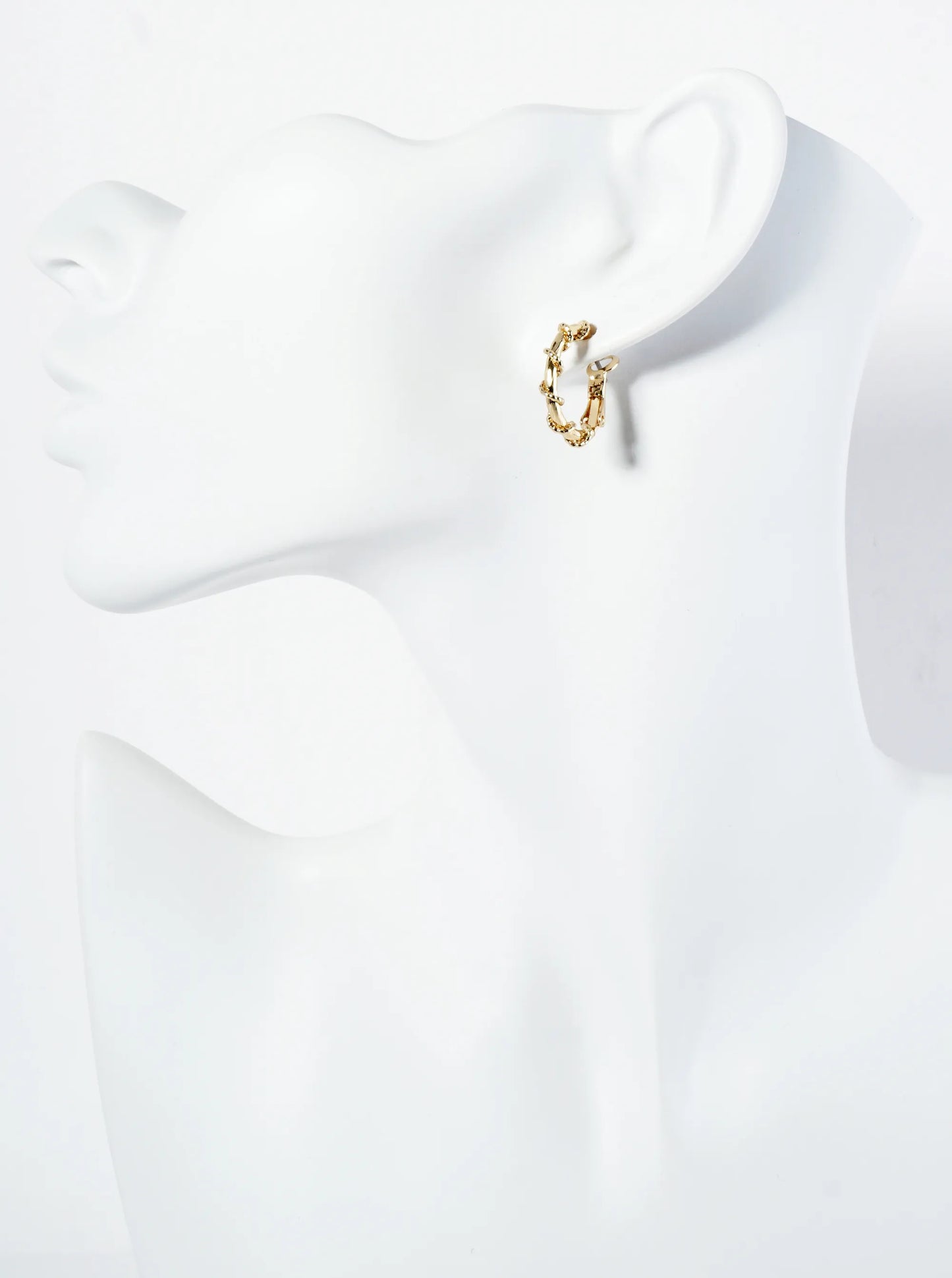 20mm 14K-Gold-Dipped Latch-Back Hoop Earrings With Twisted Vine Design