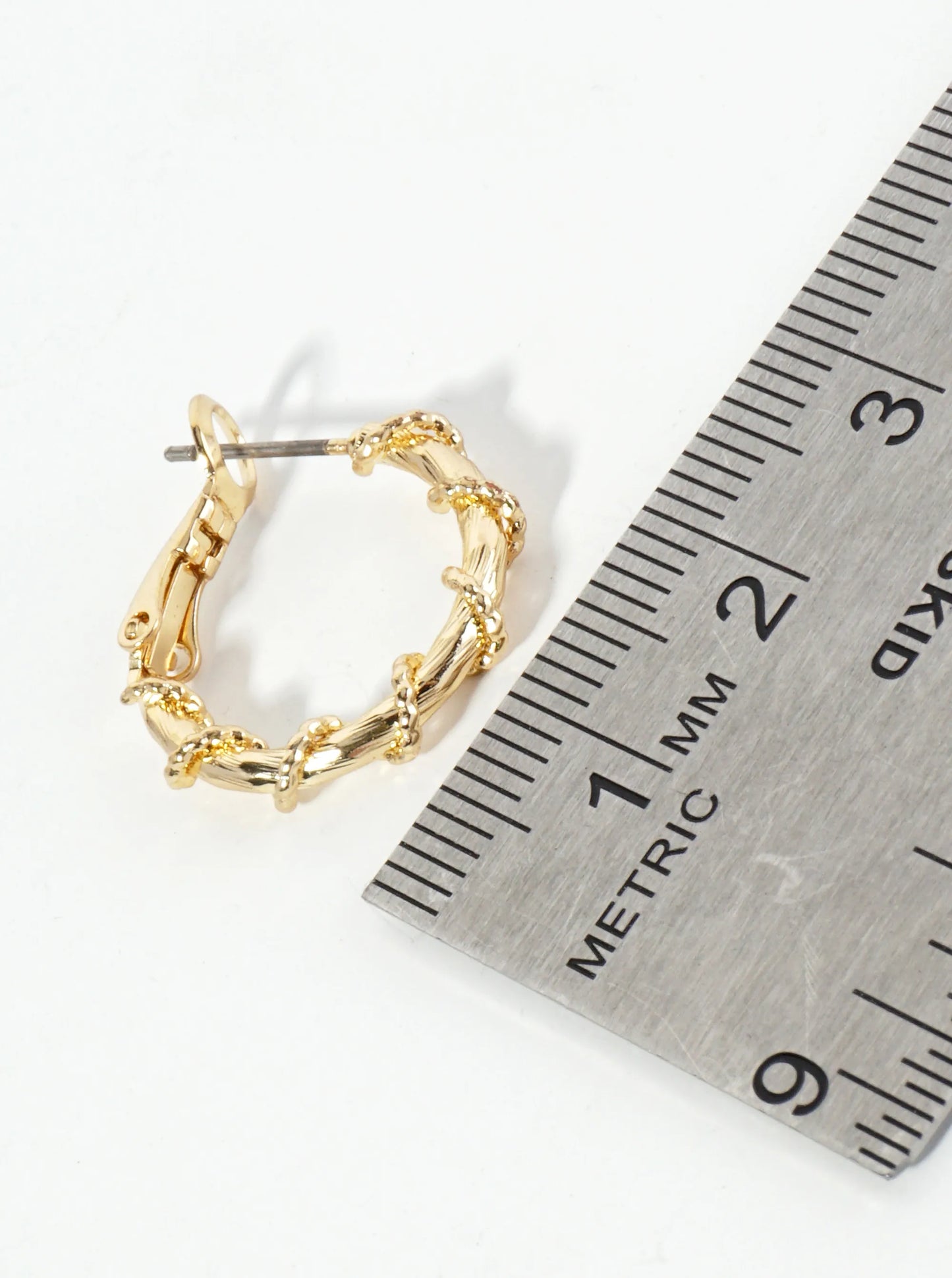 20mm 14K-Gold-Dipped Latch-Back Hoop Earrings With Twisted Vine Design