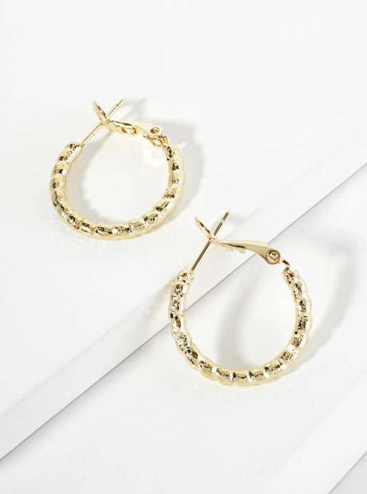 20mm 14K-Gold-Dipped Latch-Back Hoop Earrings With A Texture That Maximizes Shine