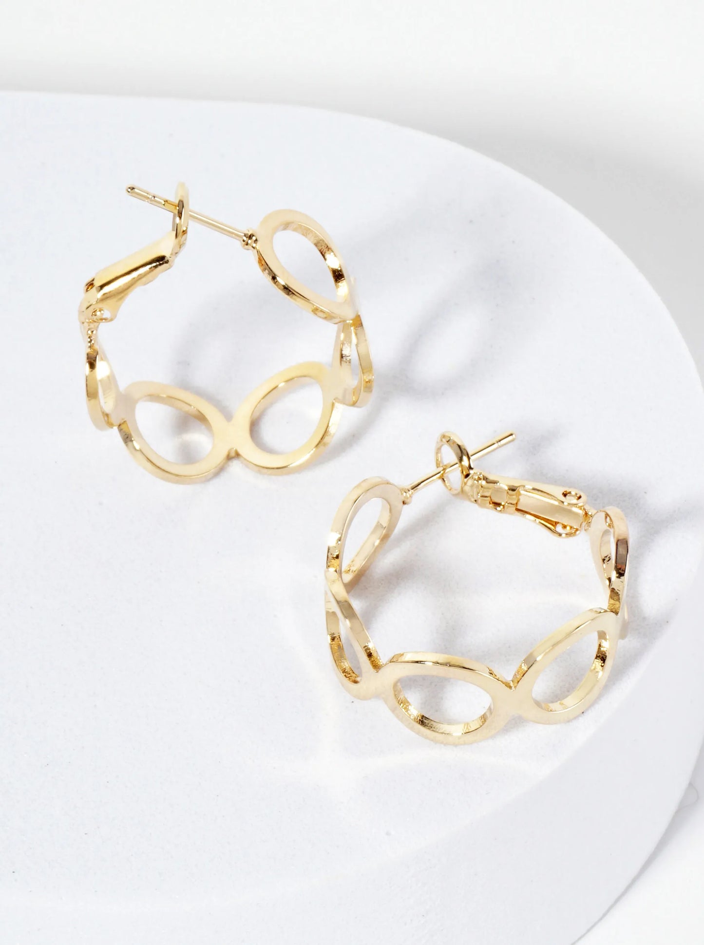 20mm 14K-Gold-Dipped Polished Brass Cutout Latch-Back Hoop Earrings